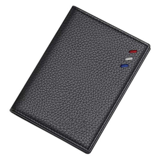 Men's Slim Faux Leather Wallet, Minimalist Vertical Card Holder